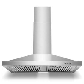 Range Hood 30 Inch, Wall Mount Range Hood Ducted/Ductless, Kitchen Hood In Stainless Steel, Vent Hood With Baffle Filters, 3 Speed Fan, Push Button Co