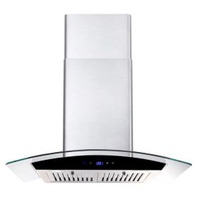 30 Inch Wall Mounted Range Hood 700CFM Tempered Glass Touch Panel Control Vented LEDs
