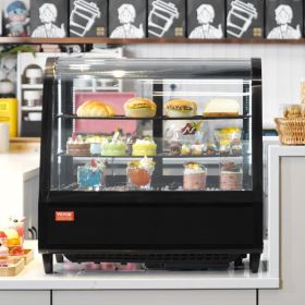 Refrigerated Display Case, 3.5 Cu.Ft./100L, 2-Tier, Countertop Pastry Display Case Commercial Display Refrigerator With LED Lighting, TURBO Cooling, F
