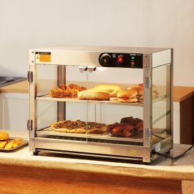2-Tier Commercial Food Warmer Display Countertop Pizza Cabinet With Light