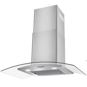 30" Wall Mount Range Hood 450CFM Tempered Glass Vented 3-Speed Fan W/LEDs