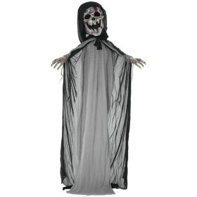 74" Life Size Outdoor Halloween Decorations Skeleton Witch, Animated Prop Animatronic Decor with Sound and Motion Activated, Light Up Eyes and Chest,