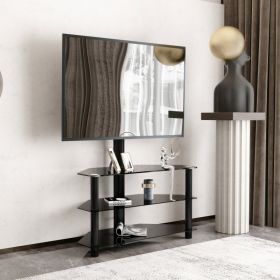 35.4 Inch Black Multi-function TV Stand Height Adjustable Bracket Swivel 3-Tier