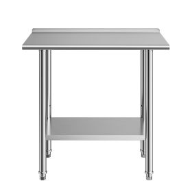 Stainless Steel Work Table, 24x36 Inch Food Prep Table with Backsplash, Commercial Kitchen Workstation with Adjustable Undershelf