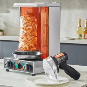Electric Shawarma Knife, 80W Cordless Battery Professional Turkish Knife, Commercial Stainless Steel Gyro Cutter, Doner Kebab Meat Slicer With 2 Blade