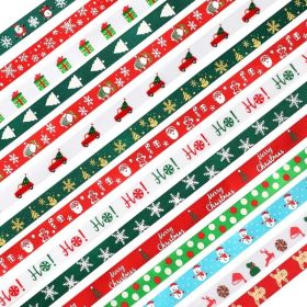 Christmas Ribbon, 15 Yards 3/8 Inch Christmas Grosgrain Ribbons For Gift Wrapping, Christmas Festival Pattern Printed Ribbon For DIY Crafts Xmas Holid