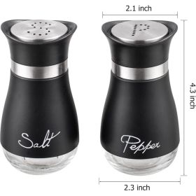 Salt And Pepper Shakers Set - Salt Containers For Gifts, Kitchen Decor, Home, RV, Camp, BBQ, 4 Oz Farmhouse Spice Dispenser With Glass Bottom, Set Of (Option: Black)