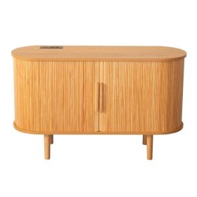 Fralimk Sideboard Buffet Cabinet With Storage, Modern Fluted Storage Cabinet For Dining Room, Tambour Door Console Table For Living Room, Office Stora (Option: Oak)